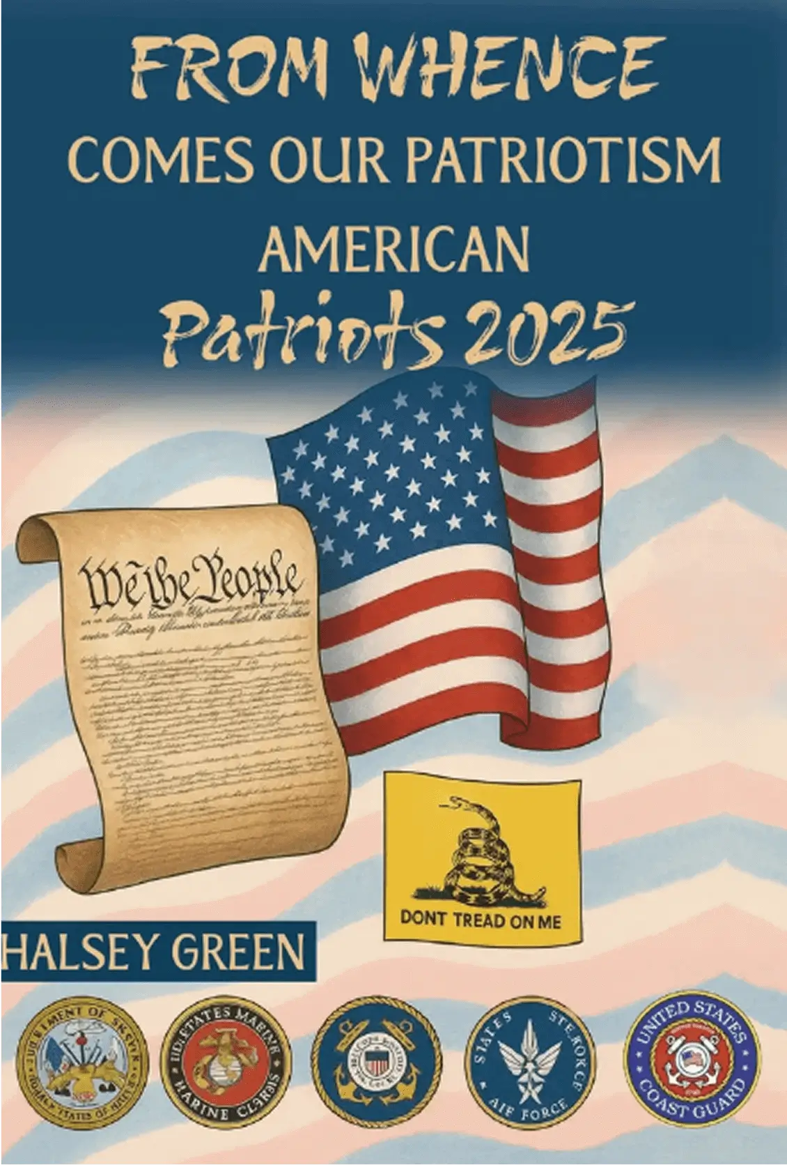 American patriotism symbols and military seals.